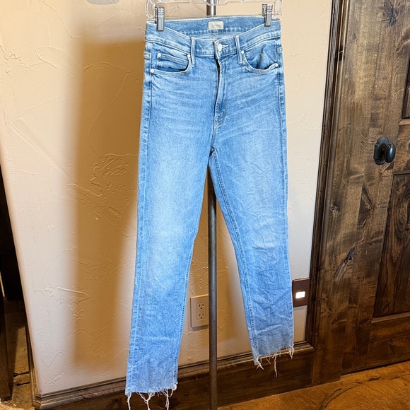 MOTHER Denim - MOTHER Light Blue Cropped Straight Ankle Jeans